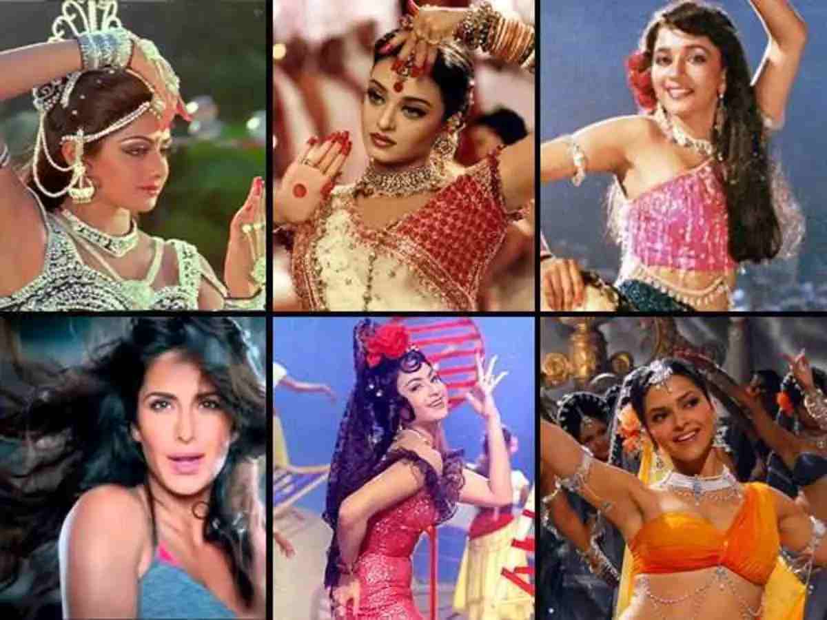 Mosaïque de six photogrammes de danses de films Bollywood