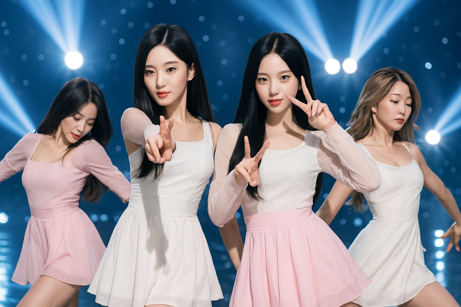 Groupe de danseurs de K-Pop en tenue de scène
